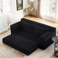 thumbnail image 3 of Miniyam Convertible Loveseat Sofa Bed with Memory Foam, Small Couch for Apartment, No Assembly, Corduroy, Black, 3 of 7