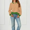 thumbnail image 5 of Npasoilc Sweatshirts for Women Fall Winter Trendy Long Puff Sleeve Patchwork Round Neck Comfort Short Pullover Blouse Tops Striped Color Block Casual Loose Hoodless Hoodies, 5 of 8