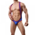 thumbnail image 2 of Men's Ice Silk Jockstrap Leotard Underwear Jumpsuits Wrestling Singlet Bodysuit, 2 of 6