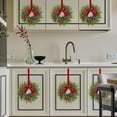 thumbnail image 3 of 4pc Christmas Mini Kitchen Cabinet Wreath, Artificial Cedar with Pine Cone & Red Ribbon, Rustic Hanging Decor for Countertop Door Window Chair Xmas, 3 of 8