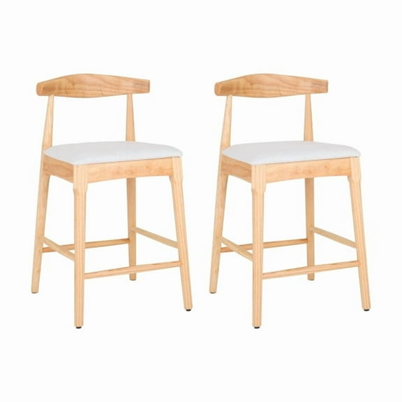 2 mid century modern design solid wood 24 inch bar stools, upholstered bar stools with wooden legs for kitchen island restaurant bar
