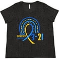 thumbnail image 3 of Inktastic 3-21 World Down Syndrome Day Blue and Yellow Rainbow Ribbon Women's Plus Size T-Shirt, 3 of 5