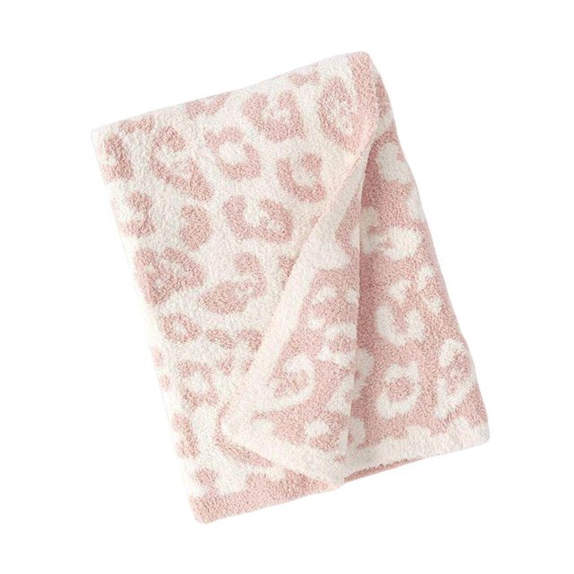 Couverture Jetée Imprimé Léopard Flanelle Polaire Couvertures Peluche Canapé Légères Confortables Rose 51x71 Po