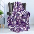 thumbnail image 4 of Dark Purple Soft Flannel Fleece Throw Blanket, Lilac Strokes Curvy Swirls and Motifs Vintage, Cozy Plush for Indoor and Outdoor Use, 60" x 80", Fuchsia Blue Violet, by Ambesonne, 4 of 5