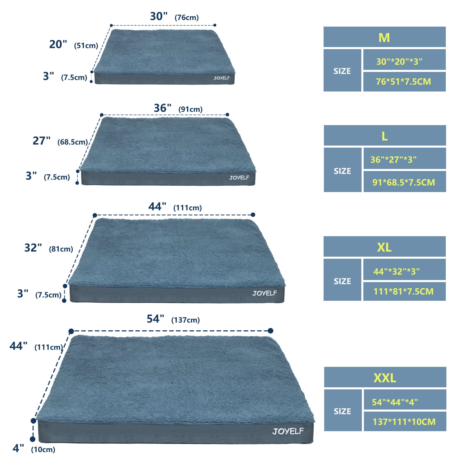 JOYELF Large Dog crate Bed Mats Orthopedic dog bed ,Egg Crate Foam Dog Mat waterproof dog pad with Washable Removable Cover, a Squeaker Toy as Gift