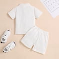 thumbnail image 4 of GYRATEDREAM Infant Baby Boys Summer Outfits Short Sleeve Solid Color Button down Shirt Top and Jogger Shorts Set Toddler Casual Fashion Clothes White for 6 Months-5 Years, 4 of 8
