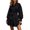 Black, variant on ZHOGXU Fashion Womens Shirt Style Mini Dresses Solid Color Turndown Collar Long Sleeve Regular Fit Button Front With Belt Weekend Outdoor Wear
