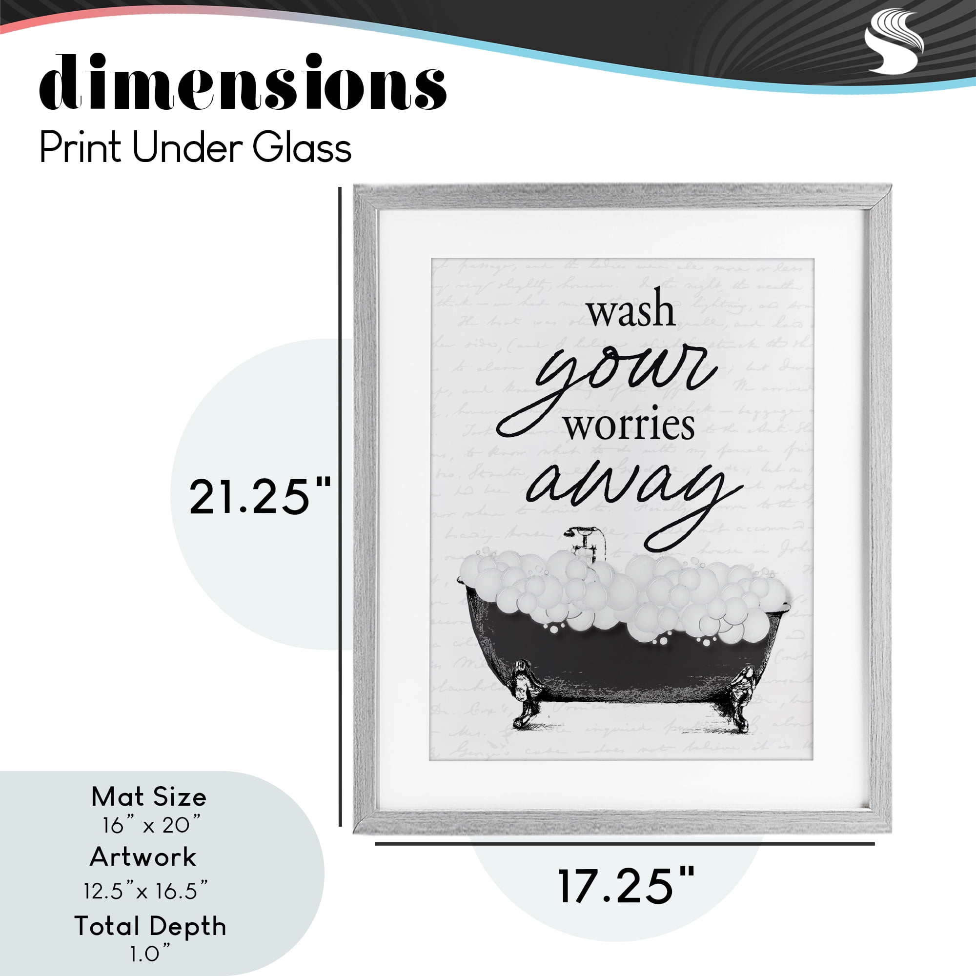 Bubble Bath Wash Worries Gray Framed Print Under Glass, design by Lettered and Lined