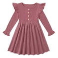 thumbnail image 6 of Hotiary 2-7Y Girls Fall Winter Casual Ribbed Knit Dresses Ruffle Long Sleeve Sweater Dress Button Party Holiday Dress, 6 of 8
