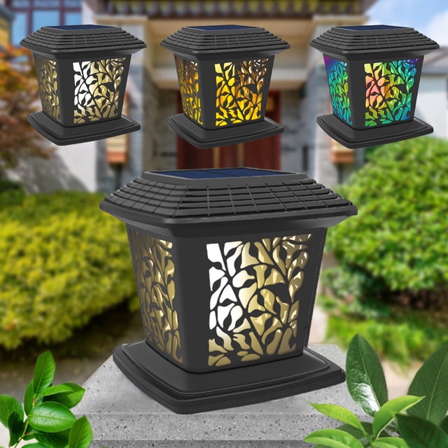 Fiudx Farolas Solares para Postes, Luz para Cercas Exteriores, Iluminación Blanca Cálida y Colorida, Energía Solar, Sin Cableado, Diseño Impermeable, Decoración para Jardín y Patio, Tamaño 15 X 15,5