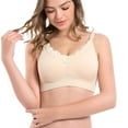 thumbnail image 4 of Hinvhai Ladies Traceless Comfortable Breathable No Steel Ring Front Buckle Breastfeeding Bra Woman Underwear On Clearance Beige 10(XL), 4 of 9