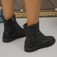 thumbnail image 5 of YOUYEDIAN Ankle Boots for Women Glitter Low Heel Short Boots Sequin Round Toe Shoes Party Bootie with Side Zipper Black, 5 of 6