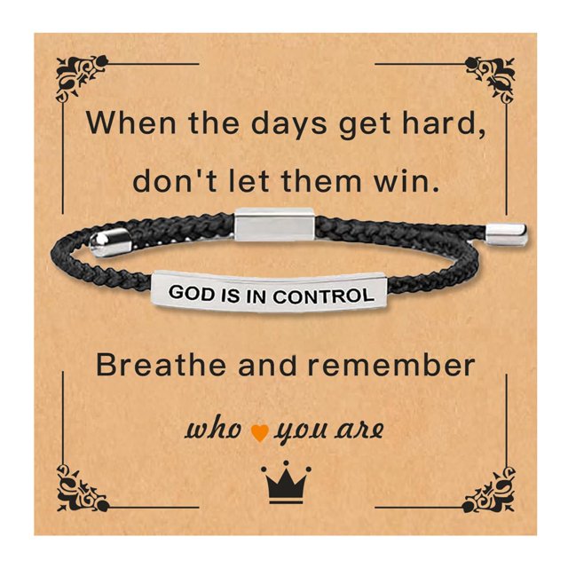 Pulsera FAOYUDAWEI Dios Está en Control Ajustable de Acero Inoxidable