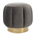 thumbnail image 4 of SAFAVIEH Couture Maxine Channel Modern Glam Tufted Ottoman, Dark Grey/Brass, 4 of 8