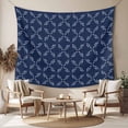 thumbnail image 2 of Navy Blue Tapestry for Bedroom Wall Hanging Tapestry, Geometric Leaf Diamond Plaid Abstract Check Ceiling Backdrop Tapestries Poster Blanket Wall Decor for Teens Room Living Room Dorm 59" x 90", 2 of 8