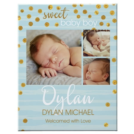 Personalized Baby Canvas - Personalized Introducing Our Baby Photo Canvas - Available in Blue or Pink and 2 Sizes
