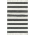 thumbnail image 2 of Hauteloom Moby Recycled Material Striped Farmhouse Living Room, Bedroom Area Rug - Casual Performance Carpet with Tassel, Fringe - Black, White - 6' x 9', 2 of 8