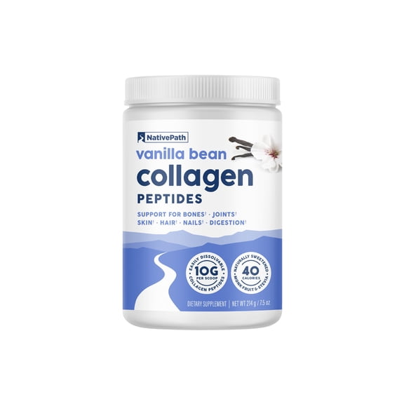 NativePath Vanilla Bean Collagen Peptides Powder, Grass-Fed Type 1 & 3, 20 Servings