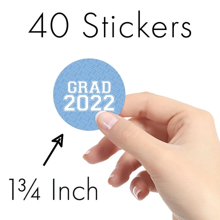 Distinctivs Blue Graduation Class of 2024 Party Favor Stickers, 40 Labels, Size: 1.75