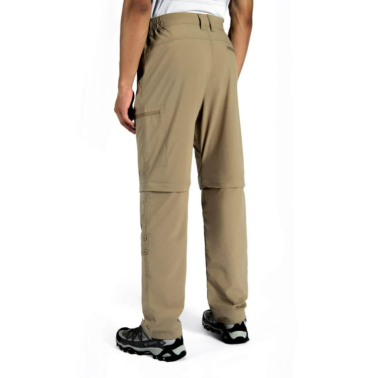 Hiauspor Men's Convertible Hiking Pants Outdoor Quick Dry Zip Off Pants  Khaki Sizes S-3XL 