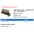 thumbnail image 2 of Brake Master Cylinder - Compatible with 1975 - 1980 Ford Pinto 1976 1977 1978 1979, 2 of 2