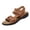 Brown, variant on Adjustable Strap Casual Sandals, Women Open Toe Sport Sandals Comfortable Star Pattern Flat Sandals Summer Hook and Loop Ankle Strap Walking Shoes Soft Sole Wide Fit Outdoor Beach Shoes, Black 5.5