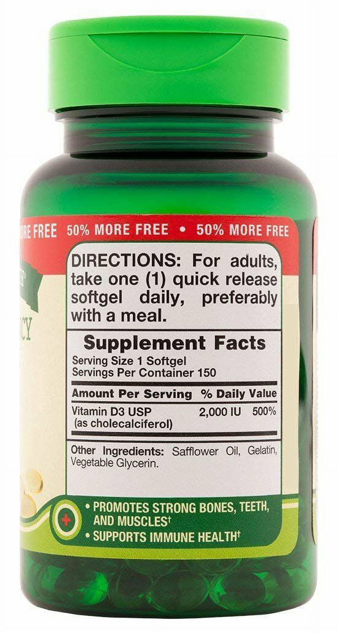 Nature's Truth High Potency Vitamin D3 2000 IU Quick Release, 150ct, 3-Pack