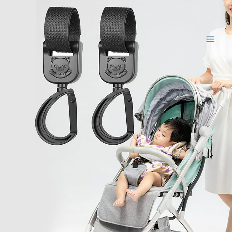 4 Pcs Plastic Hangers Hook Swivel Hooks for Purses Cart Stroller Clips Baby Bag ABS Mother, Size: 15x4.6cm, Black