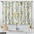 thumbnail image 1 of Flowers Floral Kitchen Curtains - Leaves Spring Botanical Small Short Tier Cafe Window Curtains for Bathroom Living RV Room Rod Pocket Window Drapes 36 Inch Length 2 Panels Set 28"x36", 1 of 5