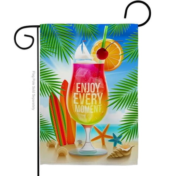 Breeze Decor G156101-BO Enjoy Every Moment Summertime Fun & Sun 13 x 18.5 in. Double-Sided Decorative Vertical Garden Flags for House Decoration Banner Yard Gift