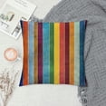 thumbnail image 2 of Creowell  Stripes Throw Pillow Cushion Cover, Vertical Lines Colorful Retro Bands Damage Effects Old Fashion Weathered Display, Decorative Square Pillow Case,Red Green, 2 of 5