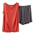 thumbnail image 2 of Qtocio Womens Sleep Set,2 Piece Summer Soft Knit Solid Color Crew Neck Sleeveless Top and Shorts Casual Soft Sleepwear, 2 of 3