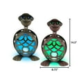 thumbnail image 4 of LED Solar Turtles with Brown Rustic Finish and Gem Eyes.  Green and Blue Color Measuring 8.75 in X 7 in X 14.5 in.  Rechargeable AAA Battery (1). Set of 2., 4 of 7