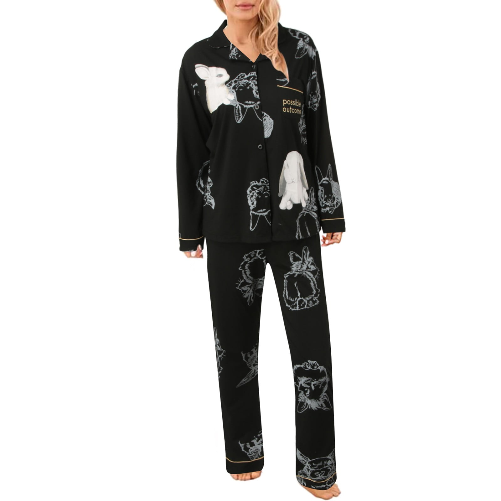 Black button up pajamas sale