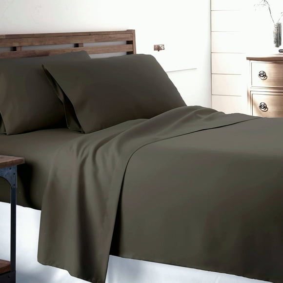Luxury Charcoal Grey Cotton Sateen Deep Pocket Bed Sheets - 400 Thread Count, Crisp Cool & Strong Cotton Bedsheets for a Restful Sleep