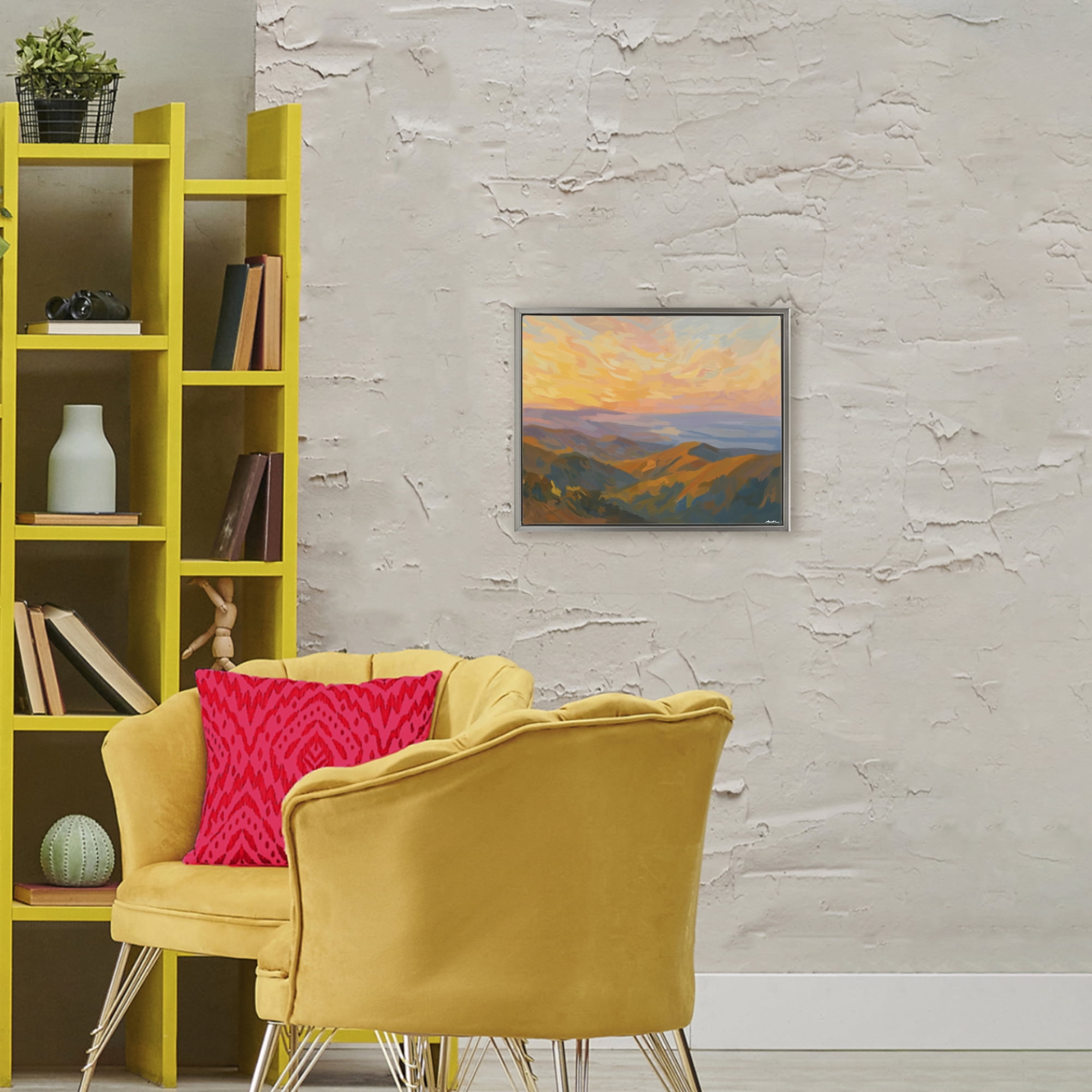 Stupell Industries California Sunset Landscape Gray Framed Floater Canvas Wall Art, design by Amelia Noyes