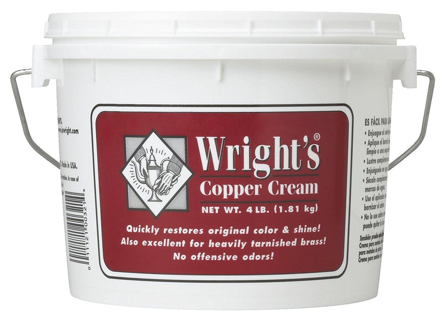 4lb Wright's Copper Cream Silver Metal Polish Kitchen Pot Cookware