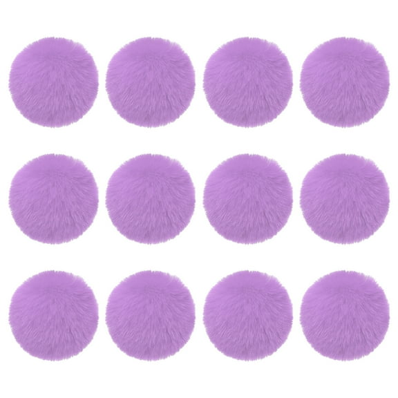 Uxcell Faux Fur Pom Poms for Hats, 12 Pcs Fluffy Soft Fur Poms Balls with Elastic Loop for Keychain Knitting Hats DIY Scarves Gloves Bag Christmas, Light Purple