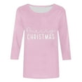 thumbnail image 3 of Oplxuo 3/4 Length Sleeve Christmas Shirts for Women Funny Letter Printed Plus Size Tops Dressy Casual Crewneck Loose Blouses, 3 of 4