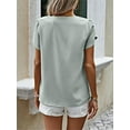 thumbnail image 5 of PRETTYGARDEN Short Sleeve Blouses for Women Summer Western Chiffon Shirts Dressy Casual Pearl Tops, 5 of 6