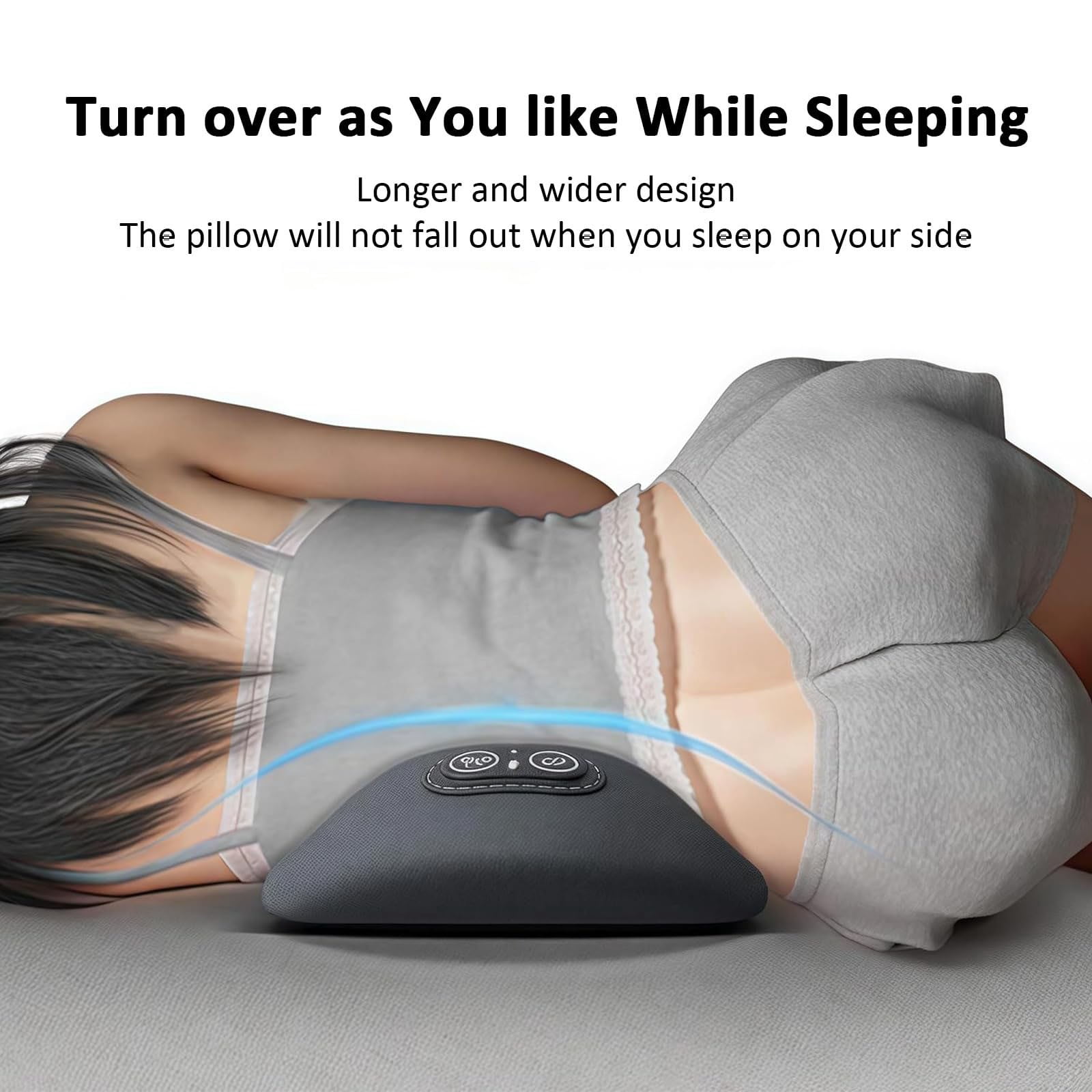 3 in 1 Lumbar Massage Cushion Heated Vibrating Back Massager Neck Shoulder Massage Pillow for Office Workers Ergonomic Massage Pad Back Pain Relief Pad 23.22x3.14 Inch (1Pcs)