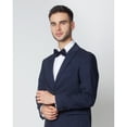 thumbnail image 4 of Jacob Alexander Men's Silk Blend Solid Color Pre-Tied Adjustable Banded Bow Tie - Navy Blue, 4 of 8
