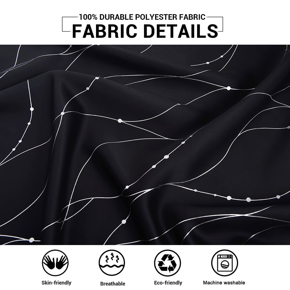 NICETOWN Modern Blackout Curtains for Bedroom, Pattern Printed Thermal Insulated Privacy Grommet Drapes, Set of 2, Black, W52 x L84