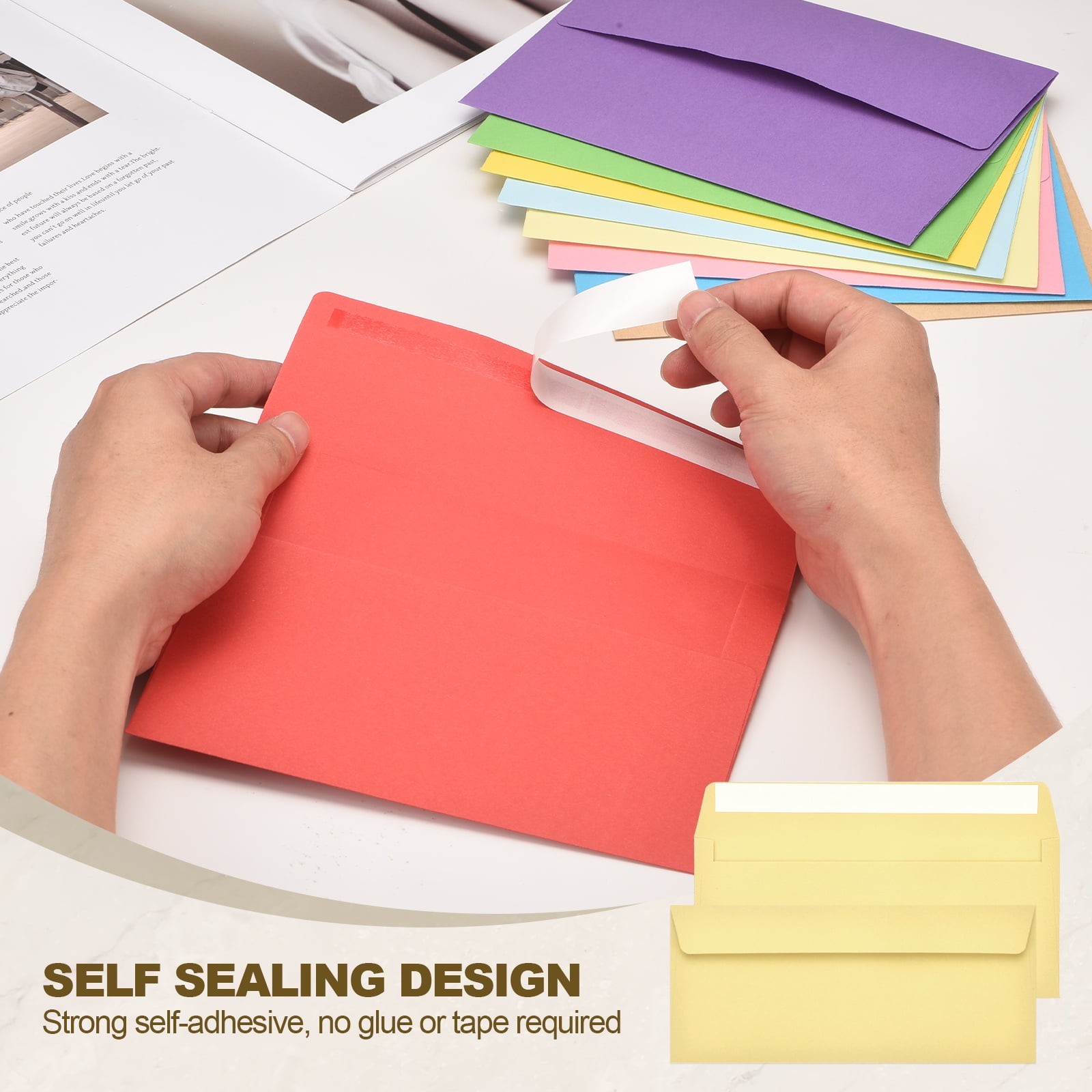 Uxcell 60 Pack Light Yellow #10 Business Envelopes, Colored Self Seal Letter Size
