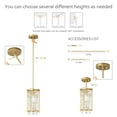 thumbnail image 4 of ZHLWIN Gold Metal Crystal Pendant Light, Round Dining Room Light Fixture Semi Flush Mount Ceiling Light Fixture, Lndustrial Farmhouse Chandelier for Hallway Balcony Kitchen Island, 4 of 8