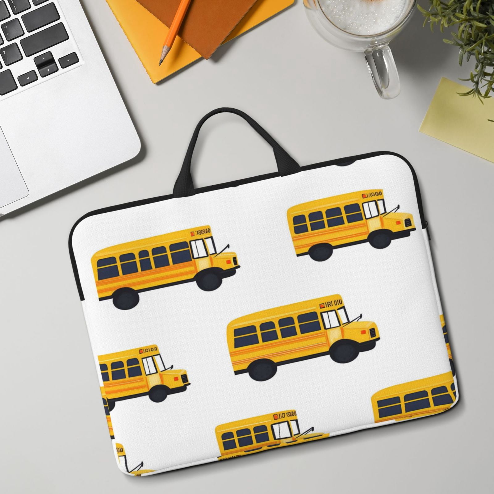 Laptop Sleeve Bag For Women Men 14inch Waterproof Durable Protective Computer Carrying Cover Handle Laptop Case Bag Yellow Bus