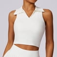 thumbnail image 2 of JIAYUE Women's Tank Tops Solid Color Turndown Collar Sleeveless Athletic Tennis Workout Fitness Cropped For Sports Casual Summer Spring Cozy Female Vest, 2 of 4