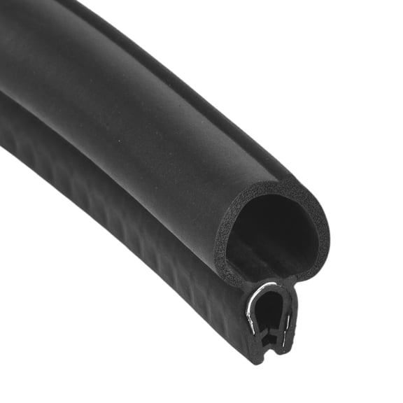 Door Weather Stripping 3.2FT, 15mm W x 28mm H EPDM Car Door Rubber Edge Trim Seal Strip Gasket with Top Bulb Fit 1mm to 3mm Edge for Electrical Cabinet Cars Boat RVs Truck, Black