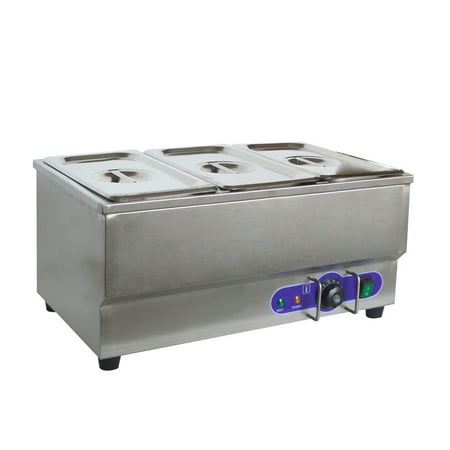 

TECHTONGDA Electric Commercial Bain-marie Buffet Food Warmer Steam Table 3-Pan