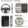 thumbnail image 5 of Uorisanigo 18 Pcs Car Seat Cover Dragonfly Mandala with Seat Belt Shoulder Pad Full Set Universal Steering Cover Armrest Covers Headrest Cushion Handbrake Grip Protector Coasters Keychains, 5 of 7